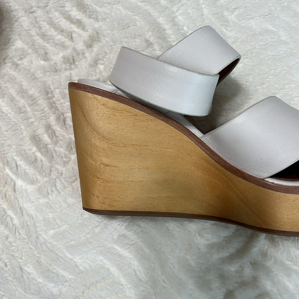 Rag & Bone Santiago Wedge Sandals Sz 40 Antique White, New,Cross-Strap Platform - Picture 8 of 12